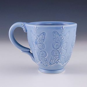 Kristen Kieffer's Stamped Mug, Periwinkle with Butterflies #mm10kkie04